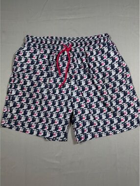 Baseballism patterned shorts with pink drawstring